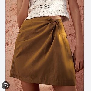 Zara Camel Side Cut Out Mini Skirt